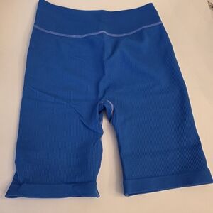 Blue Ribbed Biker Shorts Size Medium Womens